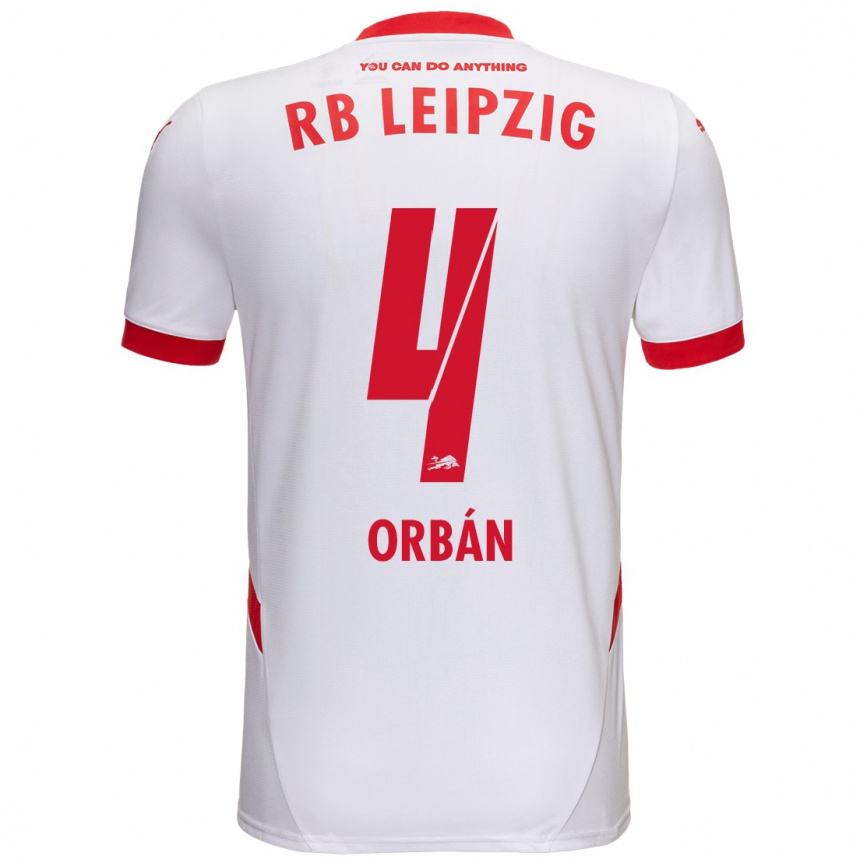 Kids Football Willi Orbán #4 White Red Home Jersey 2024/25 T-Shirt