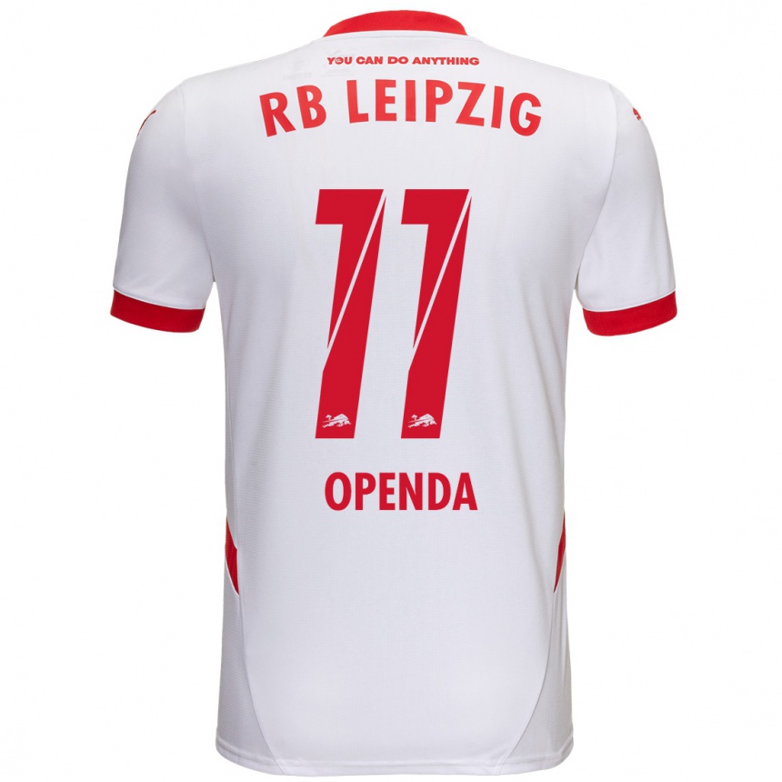 Kids Football Loïs Openda #11 White Red Home Jersey 2024/25 T-Shirt