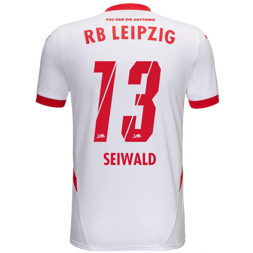 Kids Football Nicolas Seiwald #13 White Red Home Jersey 2024/25 T-Shirt