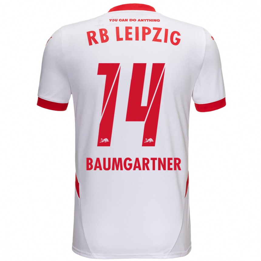 Kids Football Christoph Baumgartner #14 White Red Home Jersey 2024/25 T-Shirt