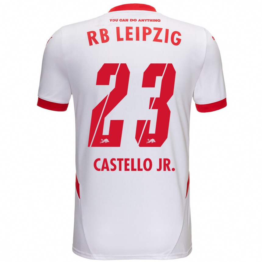 Kids Football Castello Lukeba #23 White Red Home Jersey 2024/25 T-Shirt