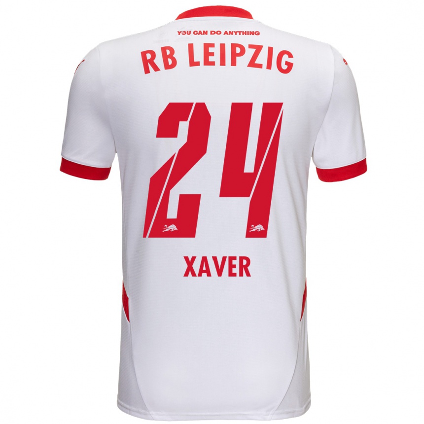 Kids Football Xaver Schlager #24 White Red Home Jersey 2024/25 T-Shirt