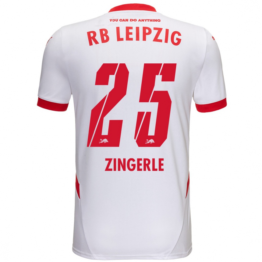 Kids Football Leopold Zingerle #25 White Red Home Jersey 2024/25 T-Shirt