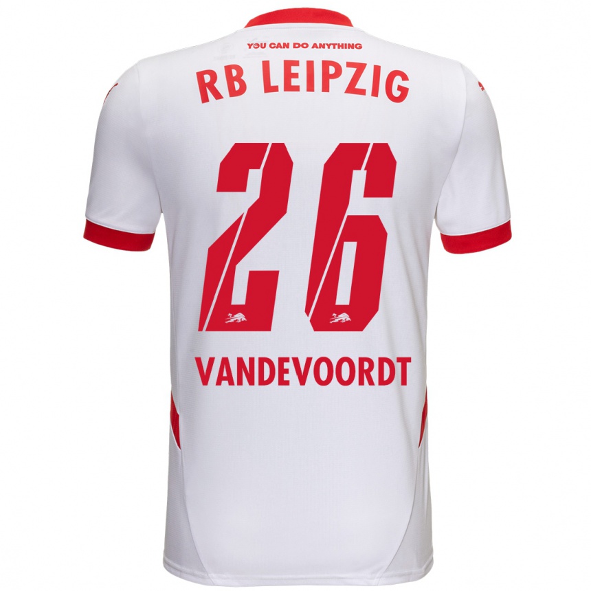 Kids Football Maarten Vandevoordt #26 White Red Home Jersey 2024/25 T-Shirt