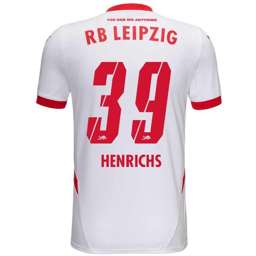 Kids Football Benjamin Henrichs #39 White Red Home Jersey 2024/25 T-Shirt