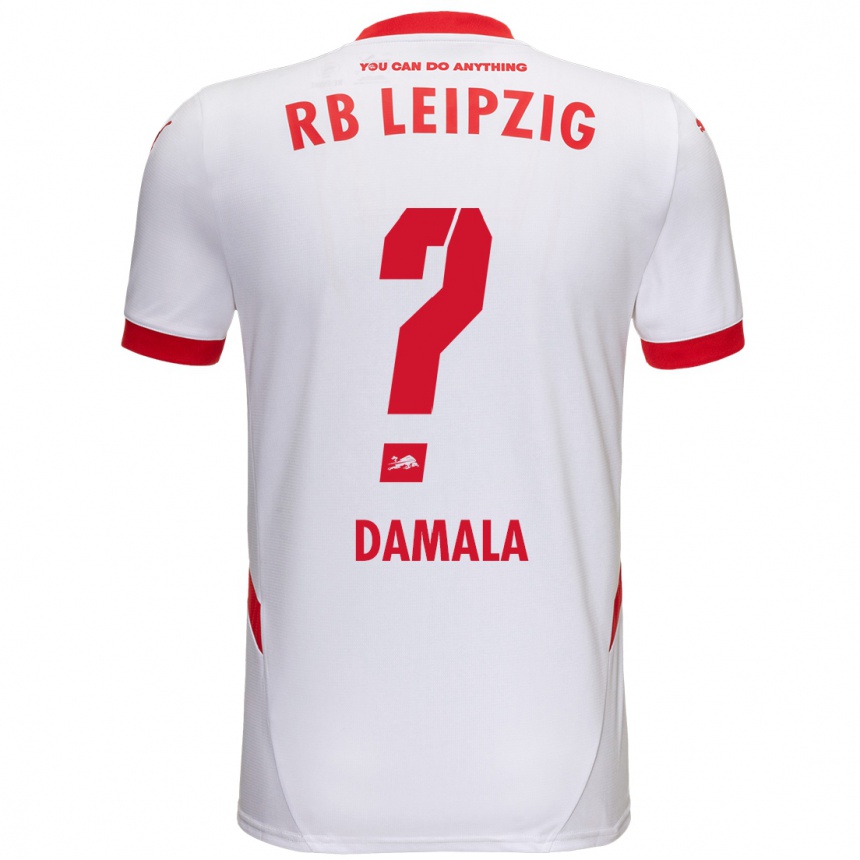 Kids Football Bilal Damala #0 White Red Home Jersey 2024/25 T-Shirt