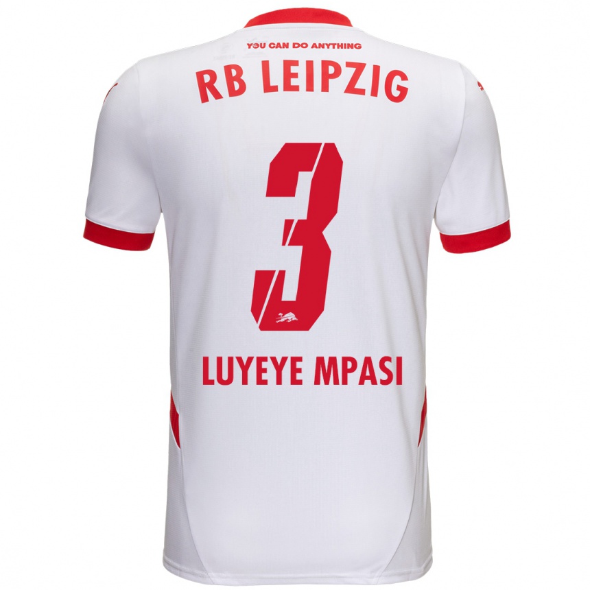 Kids Football Seal Luyeye Mpasi #3 White Red Home Jersey 2024/25 T-Shirt