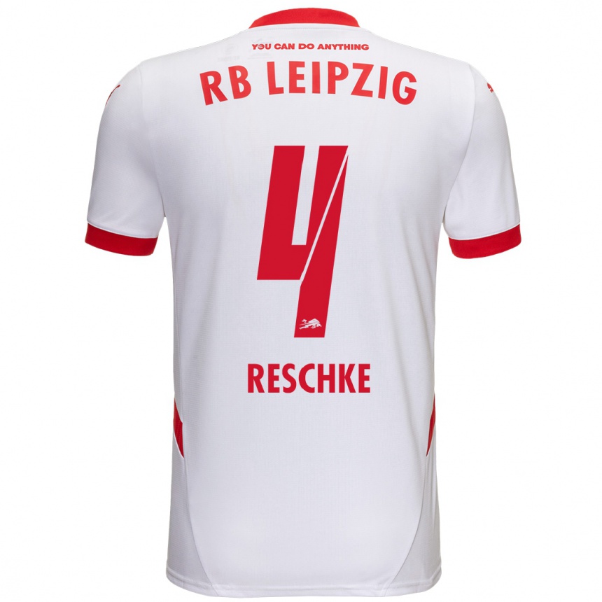 Kids Football Gianluca Reschke #4 White Red Home Jersey 2024/25 T-Shirt