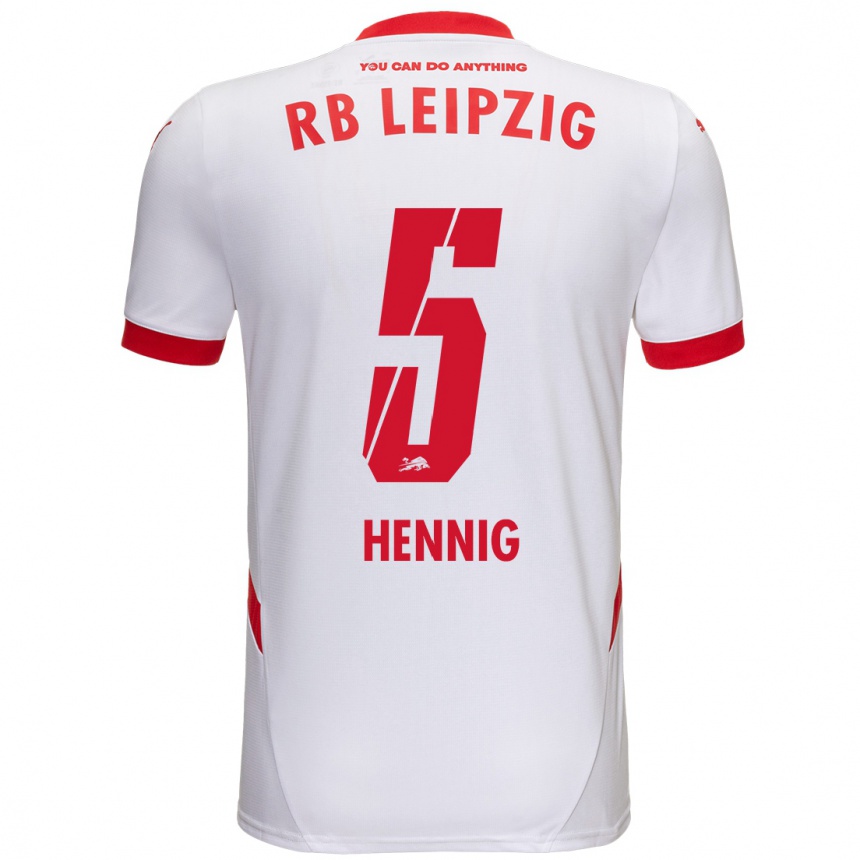 Kids Football Lenny Hennig #5 White Red Home Jersey 2024/25 T-Shirt