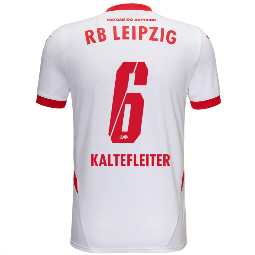 Kids Football Benno Kaltefleiter #6 White Red Home Jersey 2024/25 T-Shirt