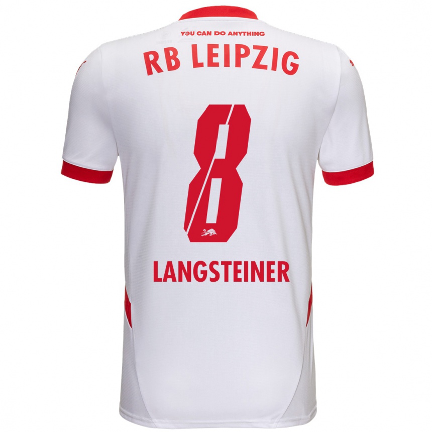 Kids Football Toni Langsteiner #8 White Red Home Jersey 2024/25 T-Shirt