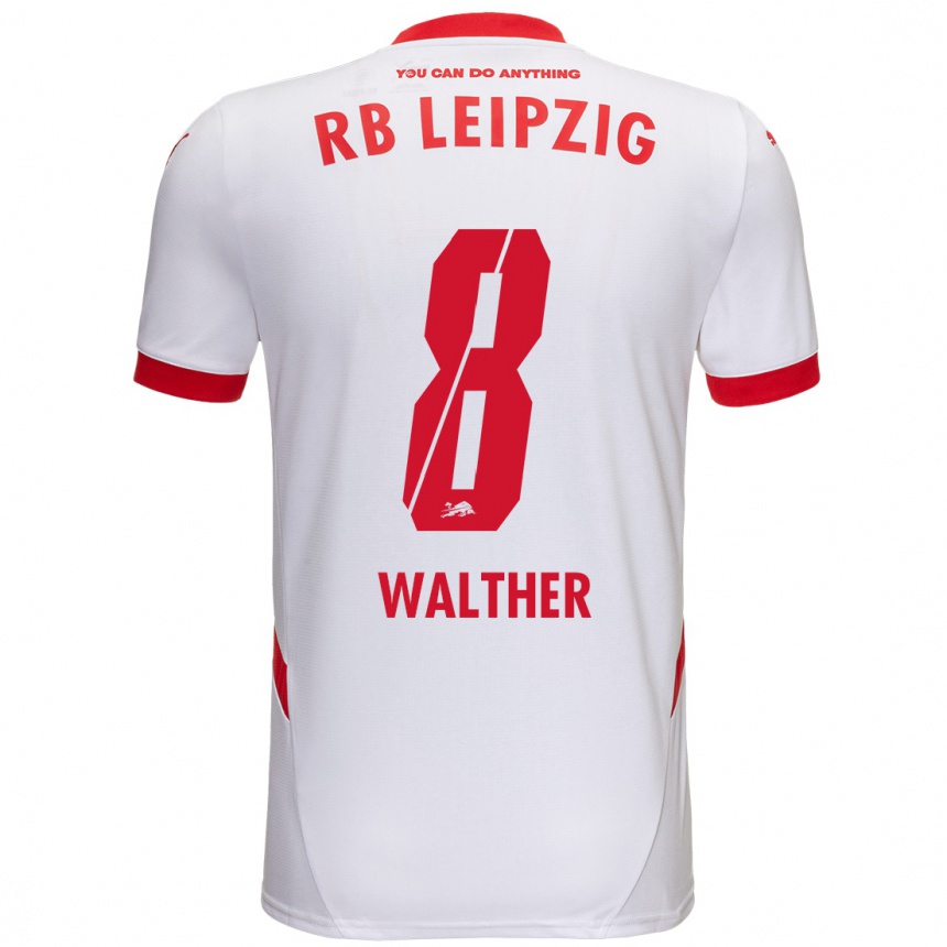 Kids Football Kofi Walther #8 White Red Home Jersey 2024/25 T-Shirt