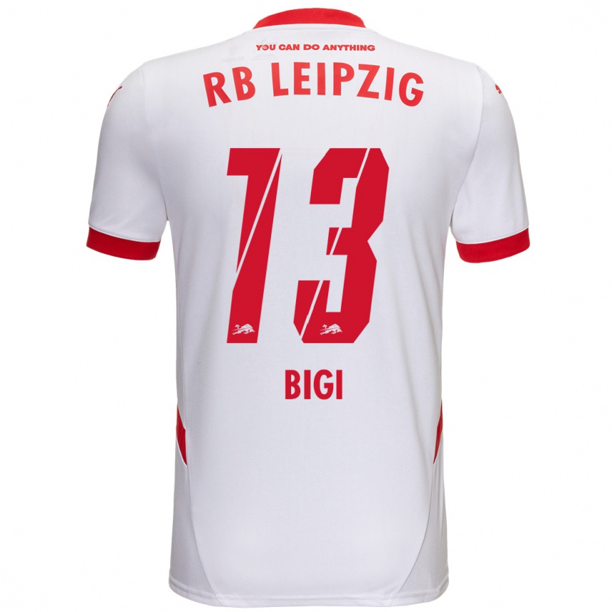 Kids Football Samim Bigi #13 White Red Home Jersey 2024/25 T-Shirt