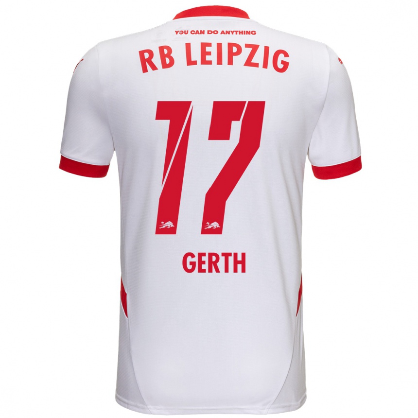 Kids Football Amos Gerth #17 White Red Home Jersey 2024/25 T-Shirt