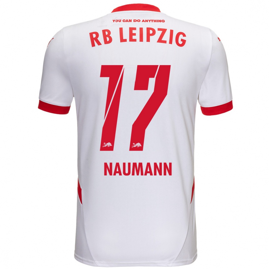 Kids Football Carlos Naumann #17 White Red Home Jersey 2024/25 T-Shirt