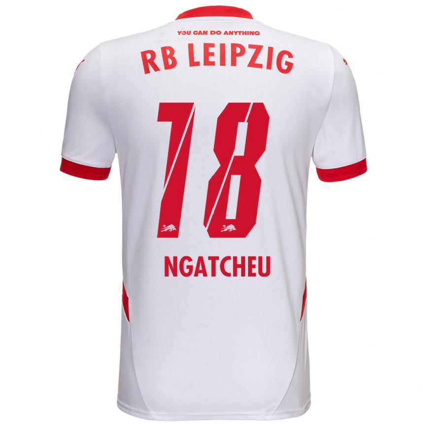 Kids Football Yohan Ngatcheu #18 White Red Home Jersey 2024/25 T-Shirt