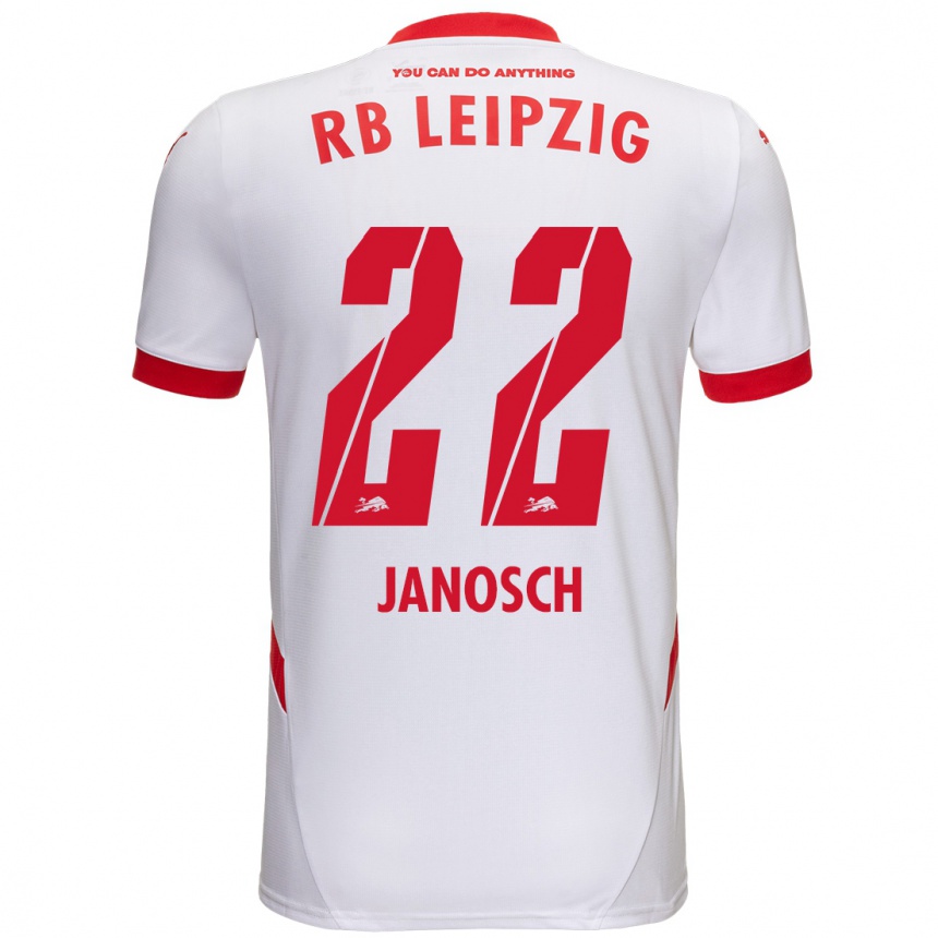 Kids Football Luca Janosch #22 White Red Home Jersey 2024/25 T-Shirt