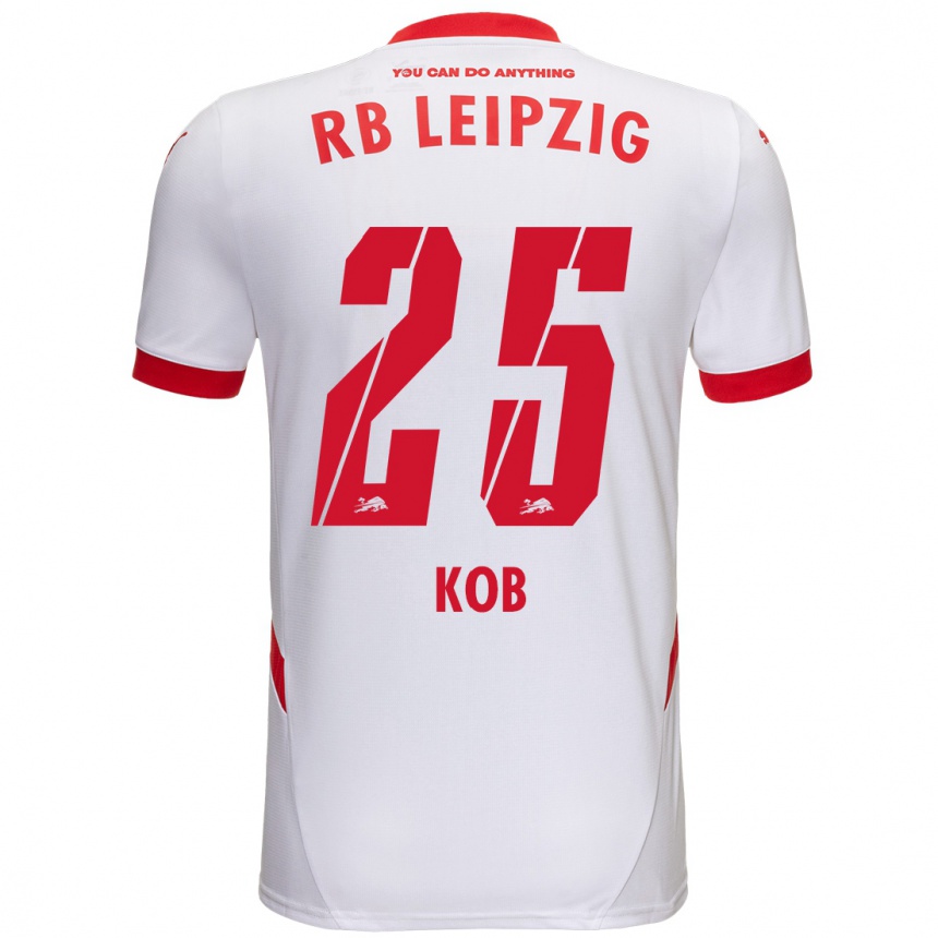 Kids Football Leon Koß #25 White Red Home Jersey 2024/25 T-Shirt