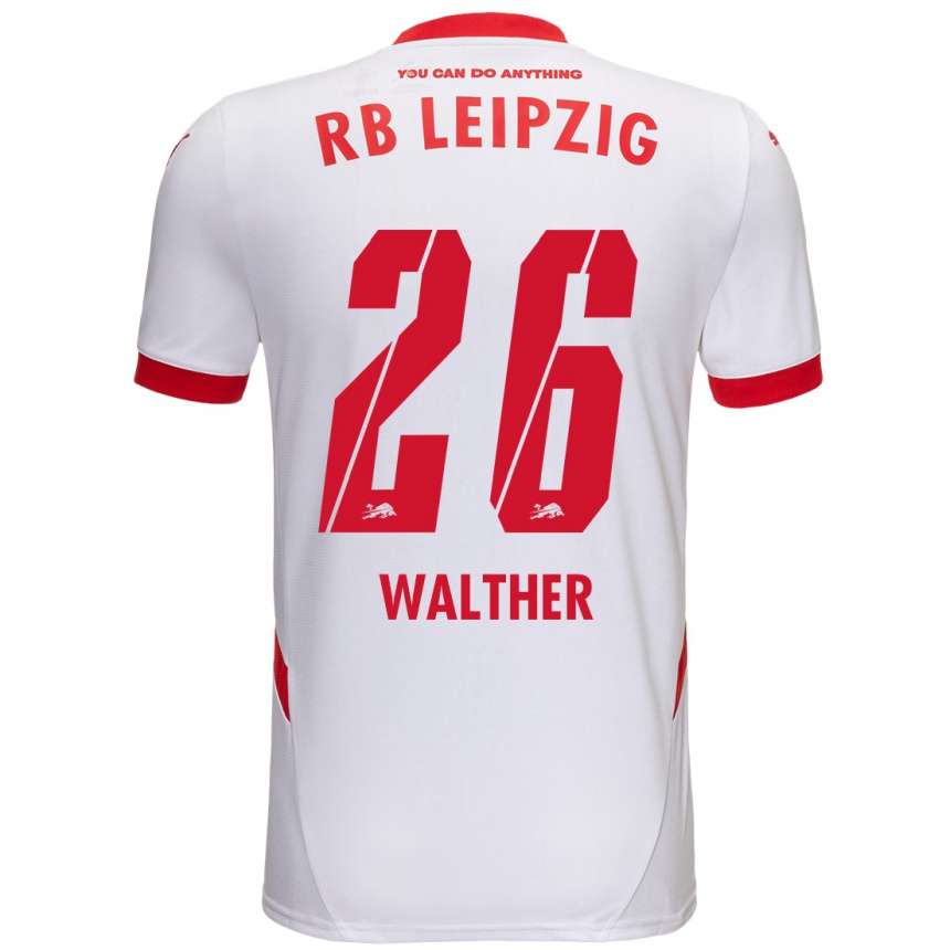 Kids Football Mika Walther #26 White Red Home Jersey 2024/25 T-Shirt