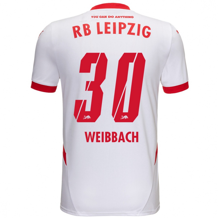 Kids Football Noah Weißbach #30 White Red Home Jersey 2024/25 T-Shirt