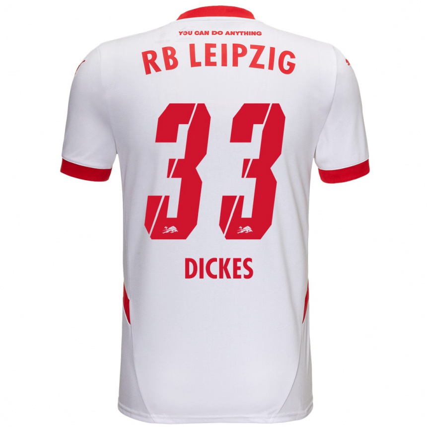 Kids Football Fernando Dickes #33 White Red Home Jersey 2024/25 T-Shirt