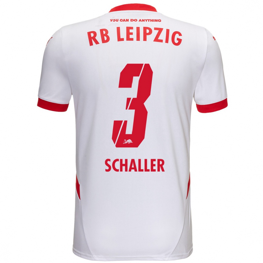 Kids Football Josefine Schaller #3 White Red Home Jersey 2024/25 T-Shirt