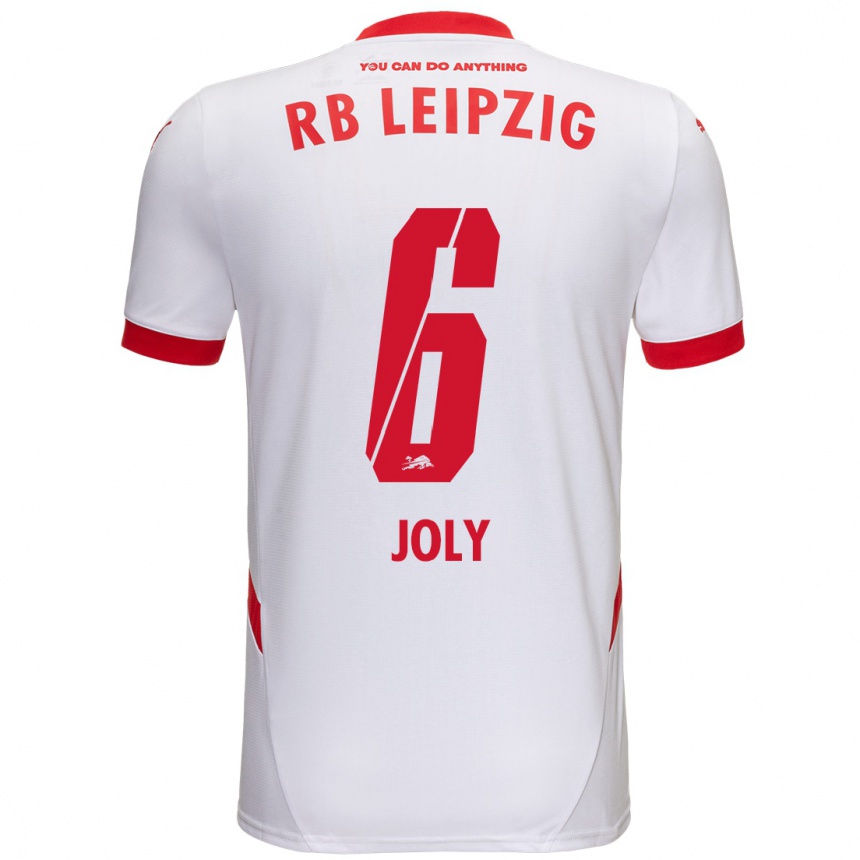 Kids Football Lou-Ann Joly #6 White Red Home Jersey 2024/25 T-Shirt