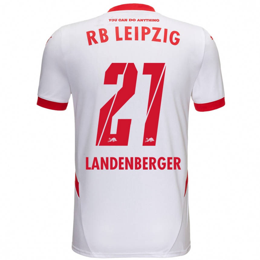 Kids Football Julia Landenberger #21 White Red Home Jersey 2024/25 T-Shirt