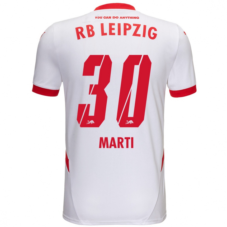 Kids Football Lara Marti #30 White Red Home Jersey 2024/25 T-Shirt