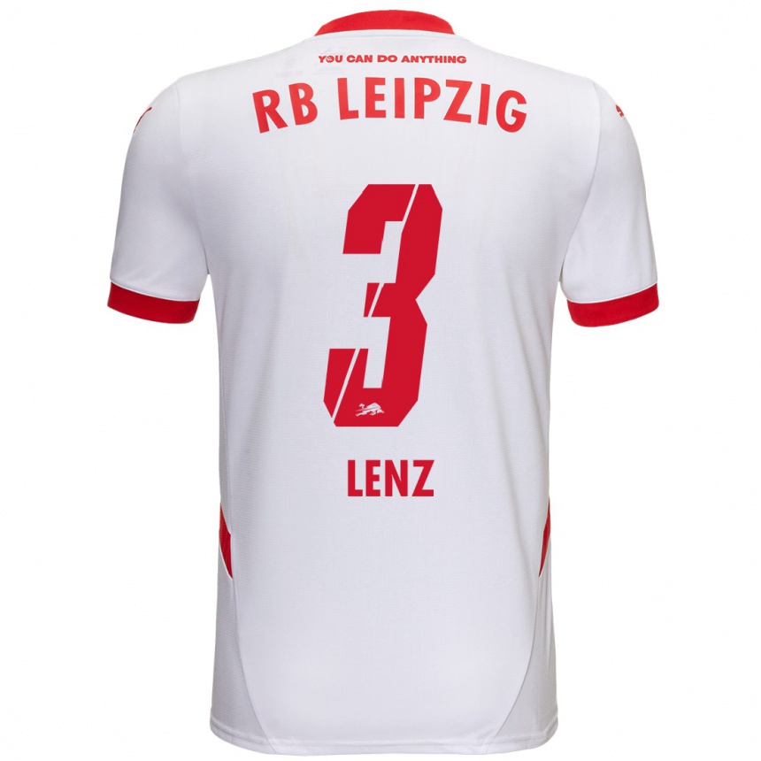 Kids Football Christopher Lenz #3 White Red Home Jersey 2024/25 T-Shirt