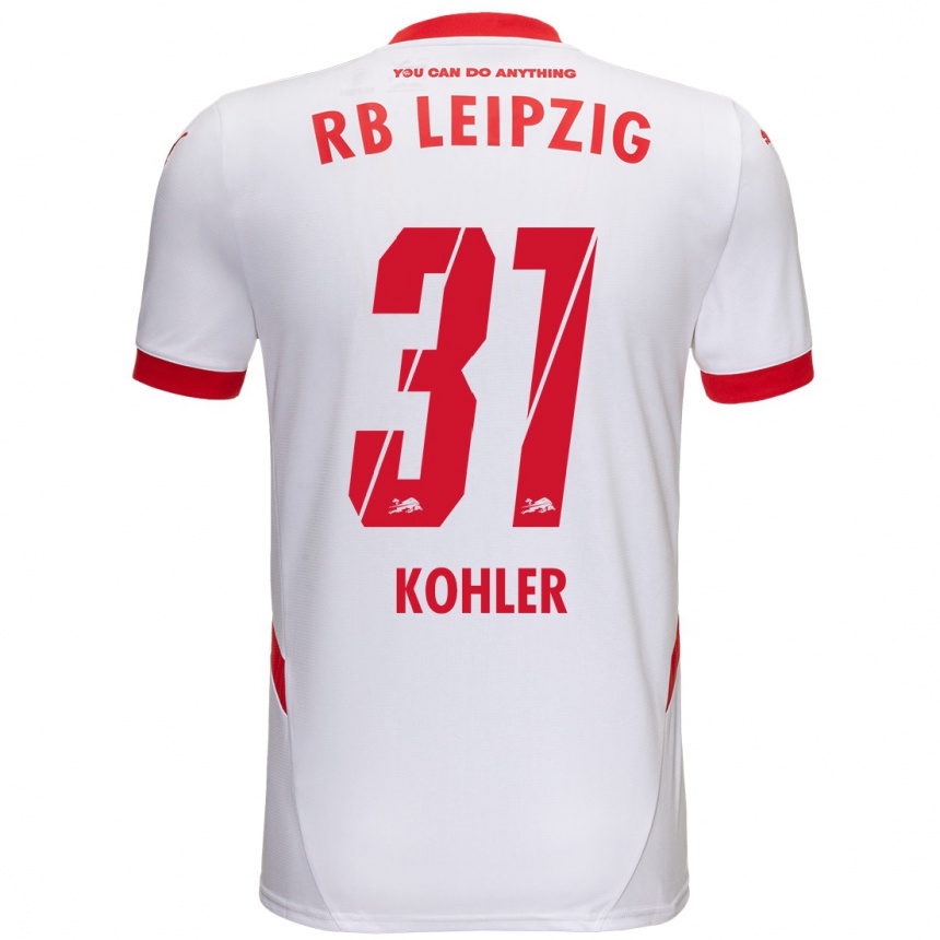 Kids Football Tim Köhler #31 White Red Home Jersey 2024/25 T-Shirt