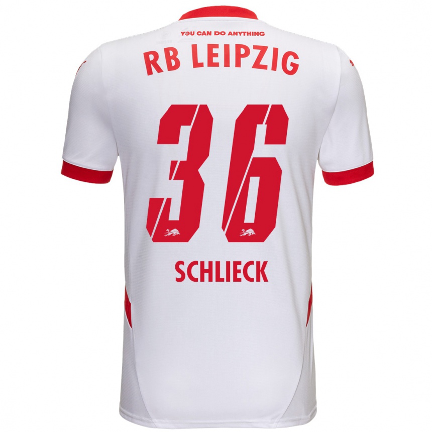 Kids Football Timo Schlieck #36 White Red Home Jersey 2024/25 T-Shirt