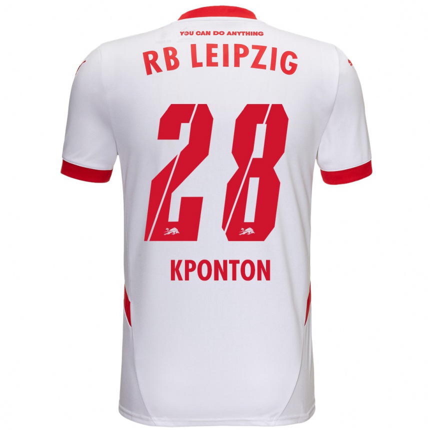 Kids Football Marwan Kponton #28 White Red Home Jersey 2024/25 T-Shirt