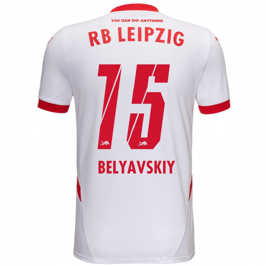 Kids Football David Belyavskiy #15 White Red Home Jersey 2024/25 T-Shirt