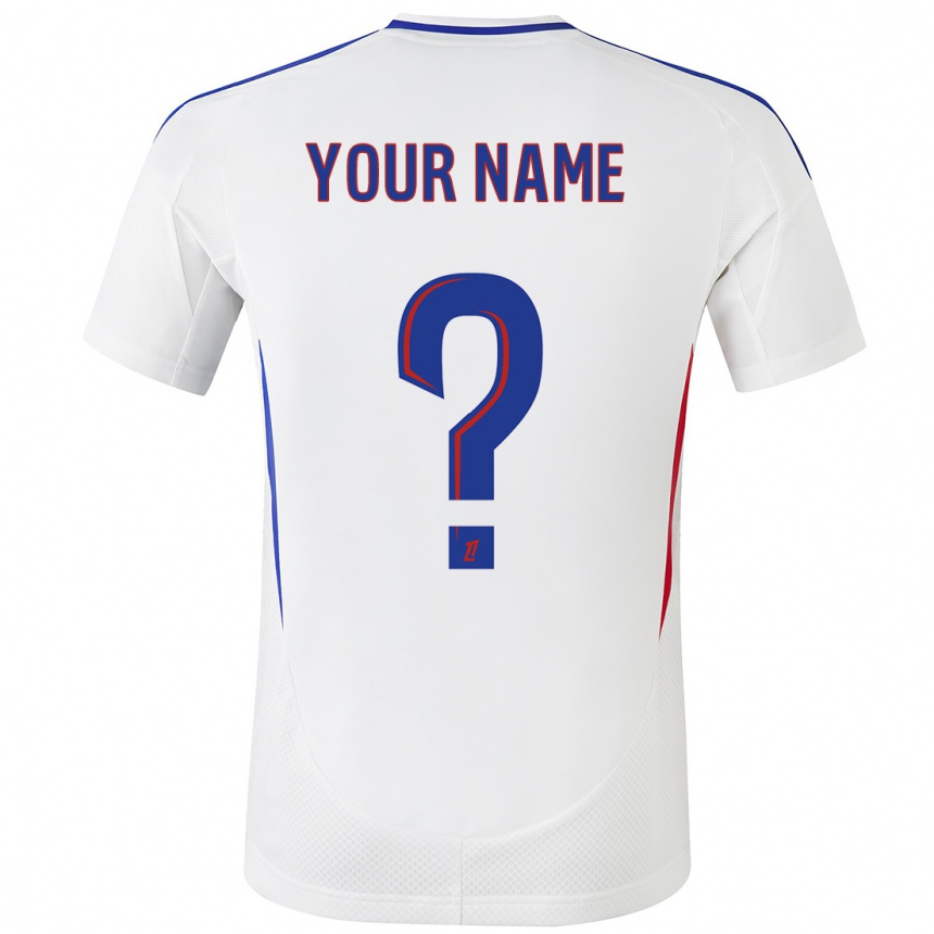 Kids Football Your Name #0 White Blue Home Jersey 2024/25 T-Shirt