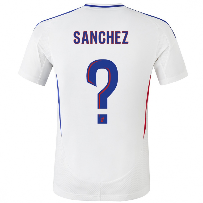 Kids Football Florent Sanchez #0 White Blue Home Jersey 2024/25 T-Shirt