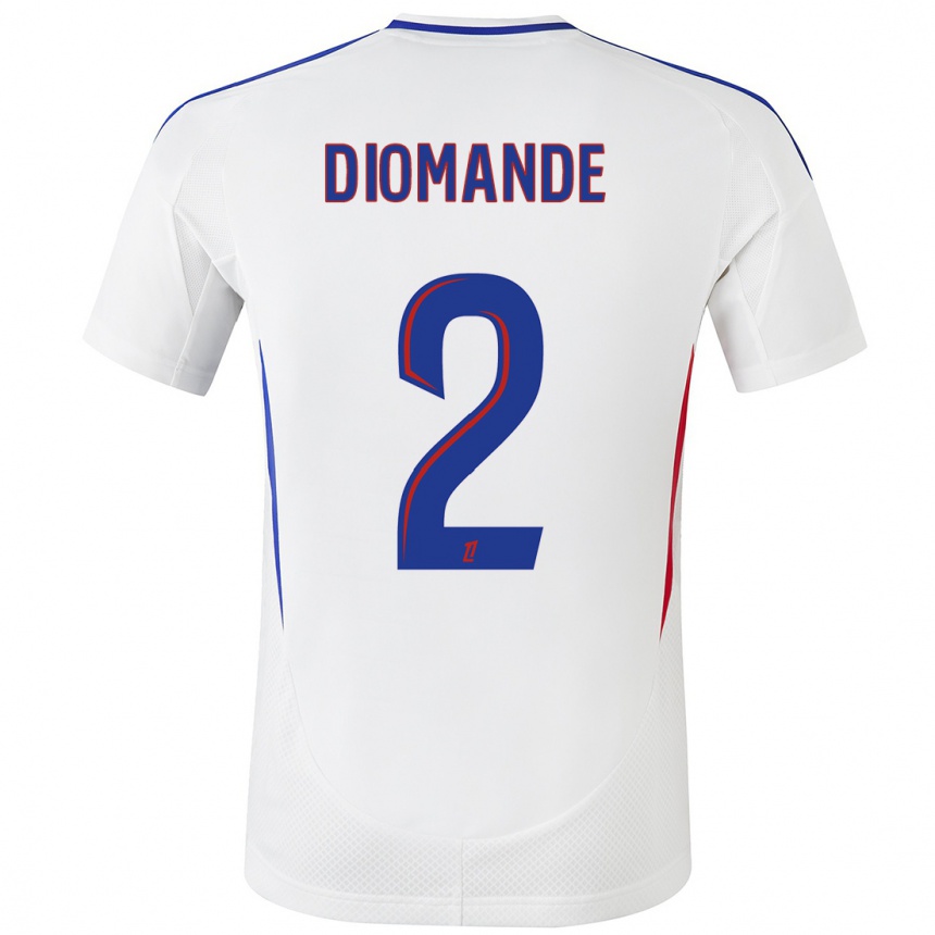 Kids Football Sinaly Diomande #2 White Blue Home Jersey 2024/25 T-Shirt