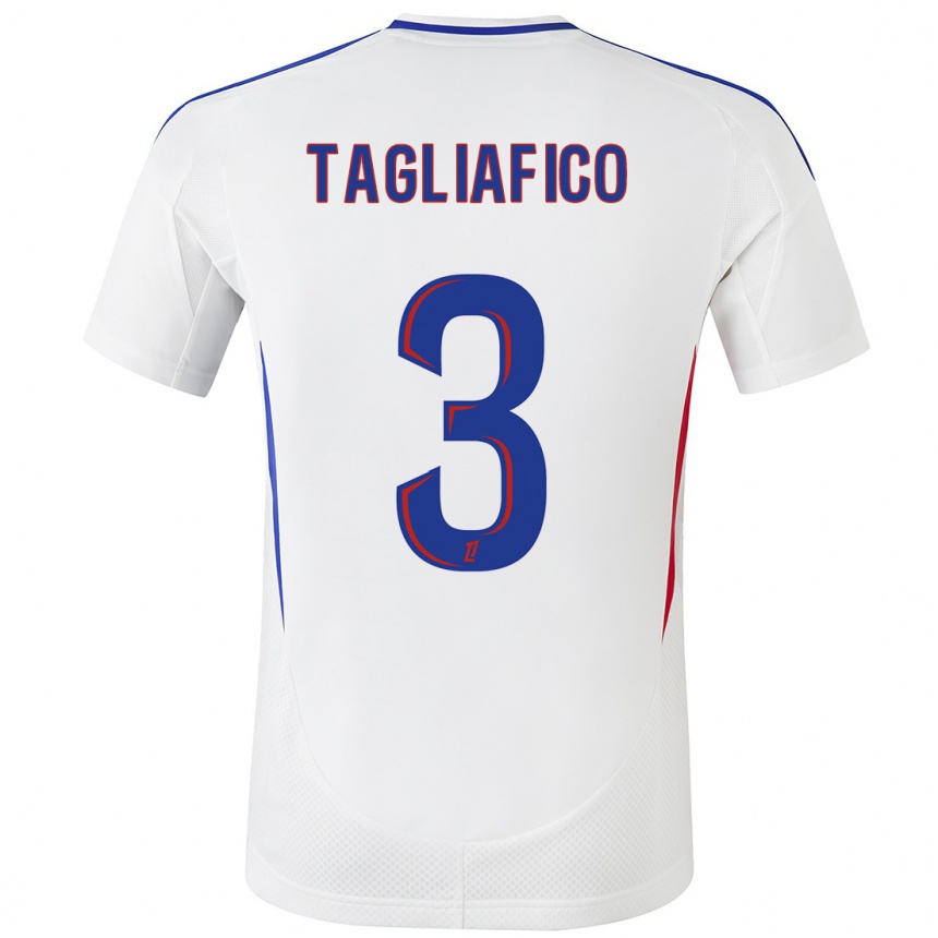 Kids Football Nicolas Tagliafico #3 White Blue Home Jersey 2024/25 T-Shirt