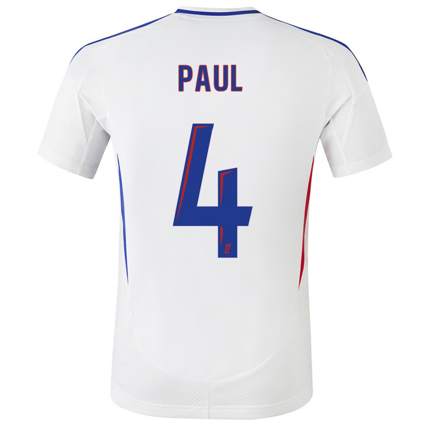 Kids Football Paul Akouokou #4 White Blue Home Jersey 2024/25 T-Shirt