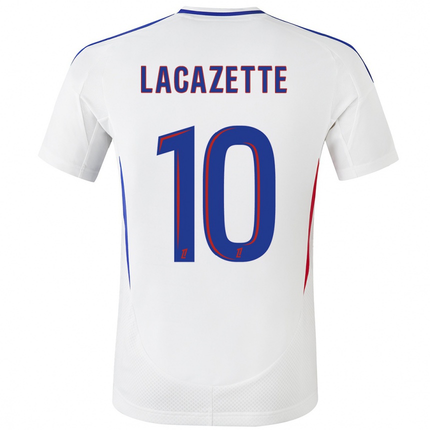 Kids Football Alexandre Lacazette #10 White Blue Home Jersey 2024/25 T-Shirt