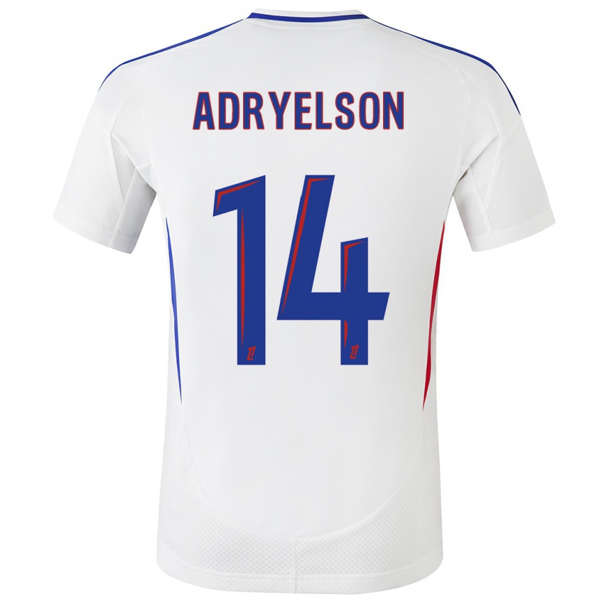 Kids Football Adryelson #14 White Blue Home Jersey 2024/25 T-Shirt