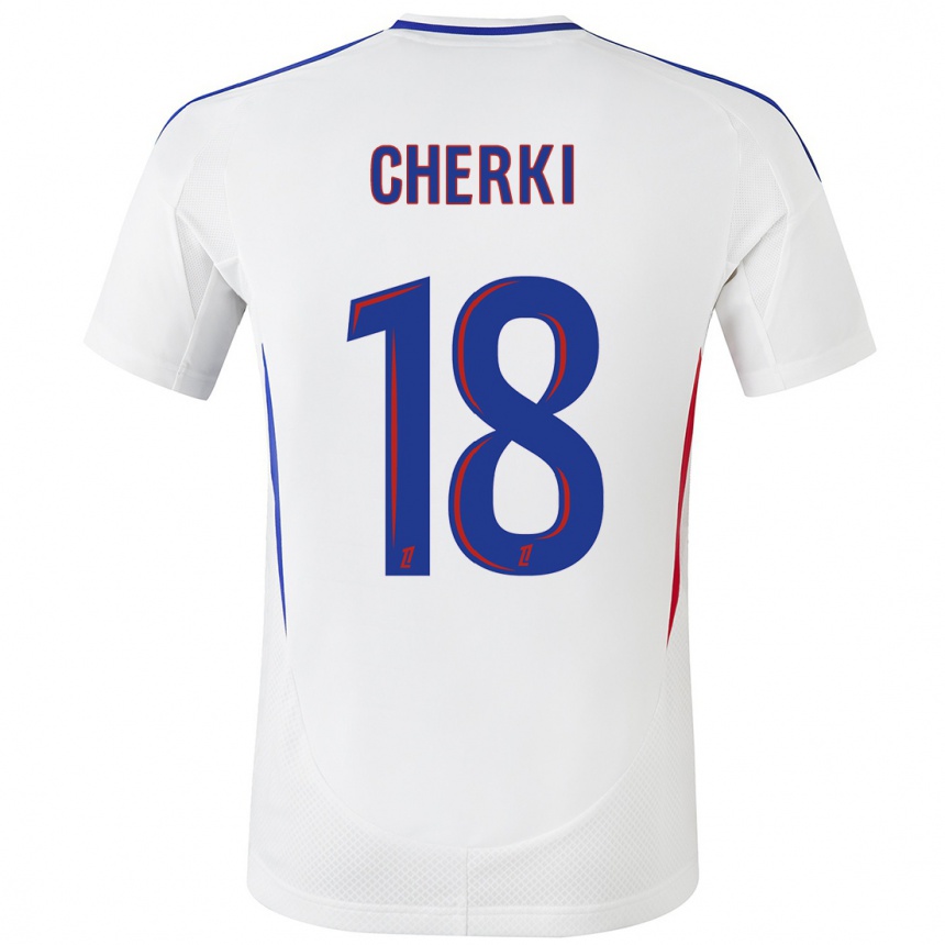 Kids Football Rayan Cherki #18 White Blue Home Jersey 2024/25 T-Shirt