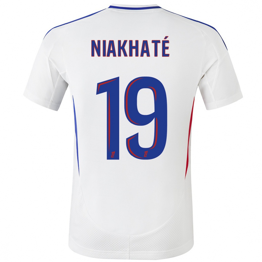 Kids Football Moussa Niakhaté #19 White Blue Home Jersey 2024/25 T-Shirt