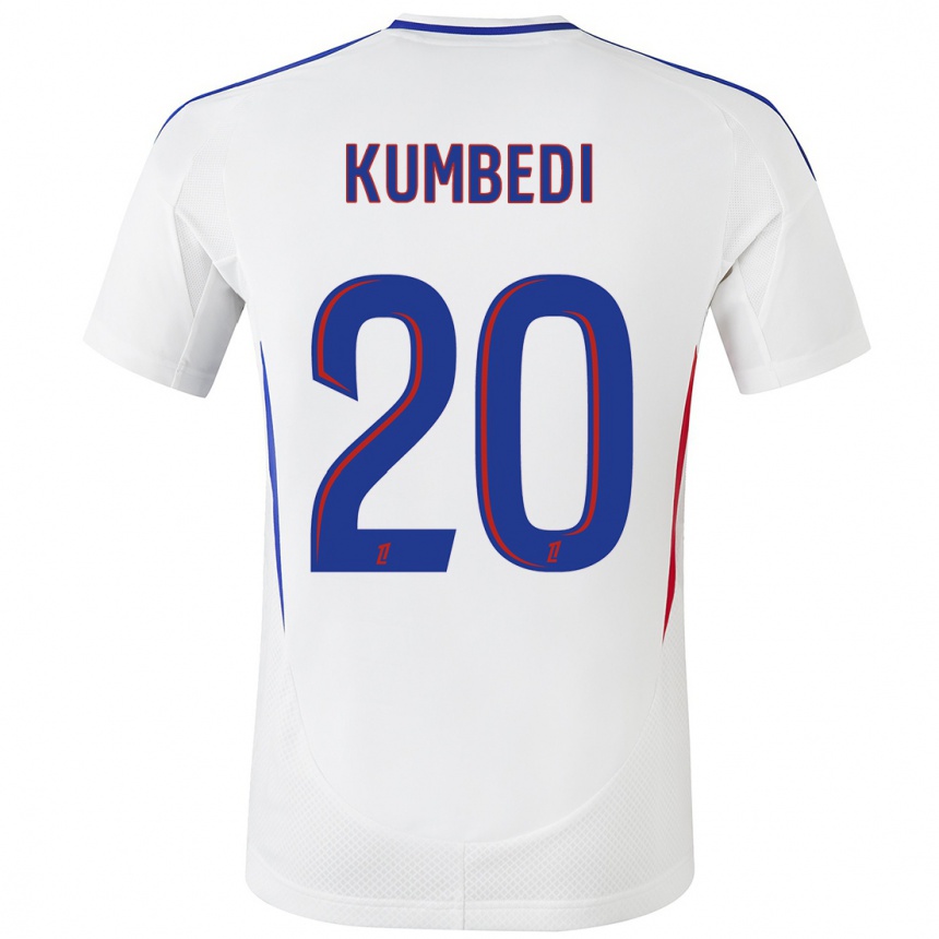 Kids Football Saël Kumbedi #20 White Blue Home Jersey 2024/25 T-Shirt