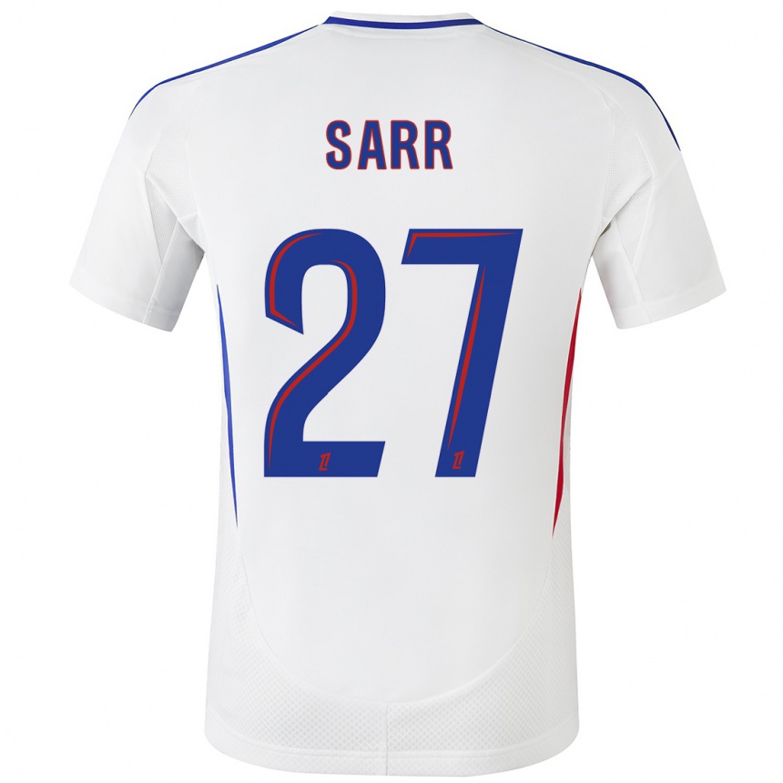 Kids Football Amin Sarr #27 White Blue Home Jersey 2024/25 T-Shirt