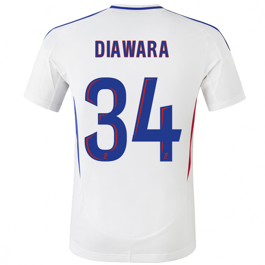 Kids Football Mahamadou Diawara #34 White Blue Home Jersey 2024/25 T-Shirt