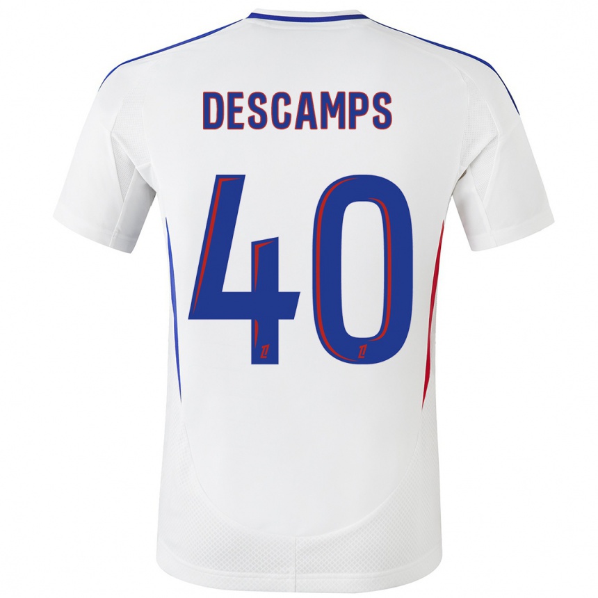 Kids Football Rémy Descamps #40 White Blue Home Jersey 2024/25 T-Shirt