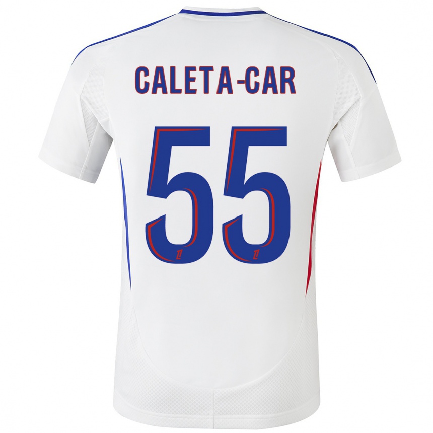 Kids Football Duje Caleta-Car #55 White Blue Home Jersey 2024/25 T-Shirt