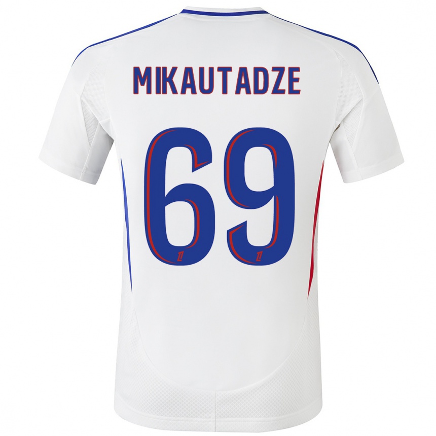 Kids Football Georges Mikautadze #69 White Blue Home Jersey 2024/25 T-Shirt