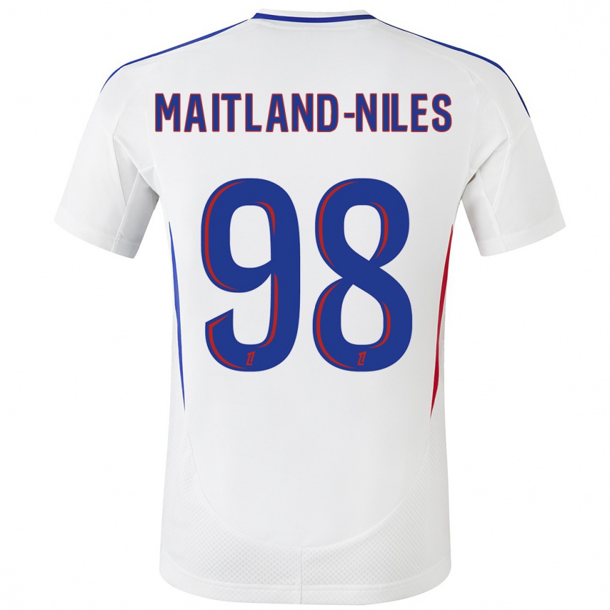 Kids Football Ainsley Maitland-Niles #98 White Blue Home Jersey 2024/25 T-Shirt